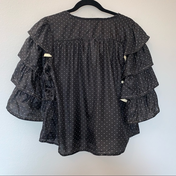 Scotch & Soda Maison Scotch Polka Dot Print Layered Ruffle Sleeves Blouse Top - Picture 9 of 9